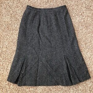 Vintage 100% Wool St. Michael Black & White Herringbone Skirt Classic Chic 18